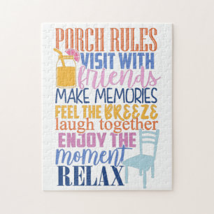 Puzzle Porch Rules Citation drôle mignonne pour les amis