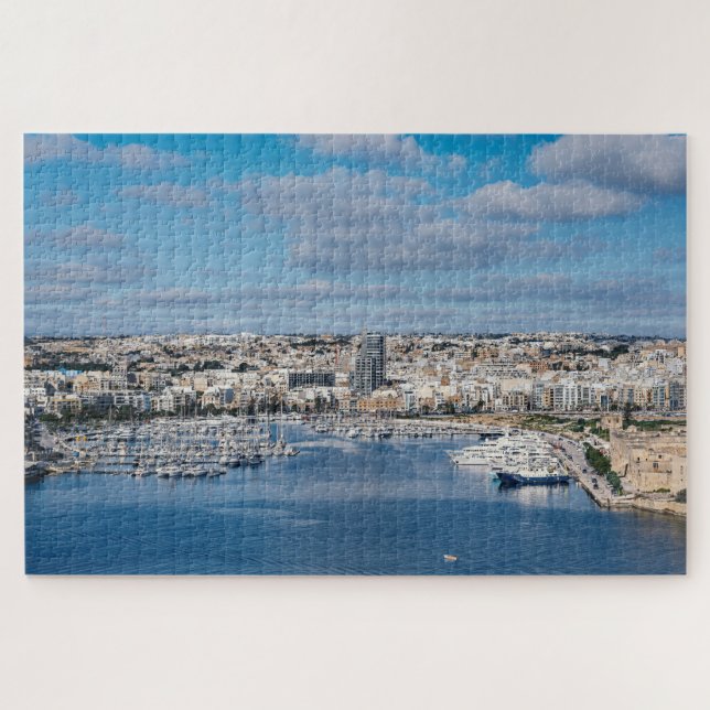 Puzzle Port de Sliema avec bâtiments et bateaux modernes (Horizontal)