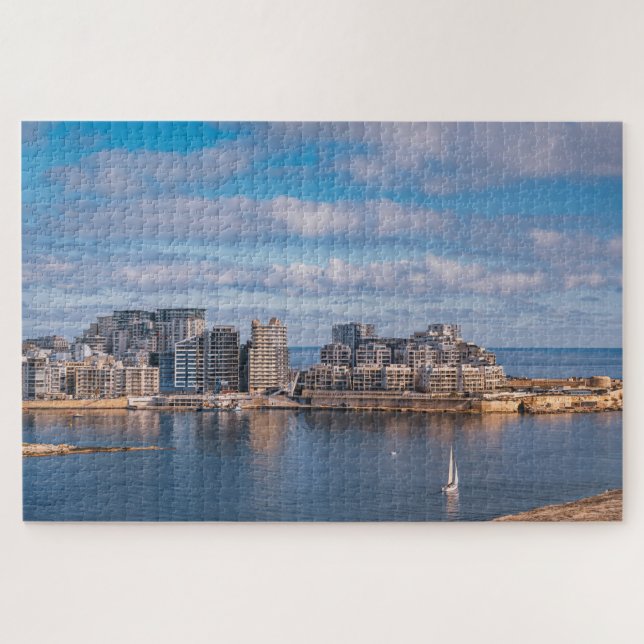 Puzzle Port de Sliema et gratte-ciel à Malte (Horizontal)