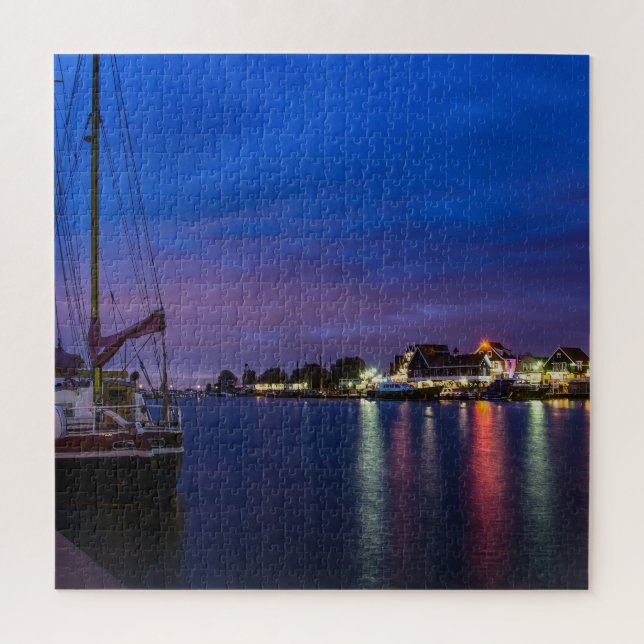 Puzzle Port de Volendam illuminé la nuit (Vertical)