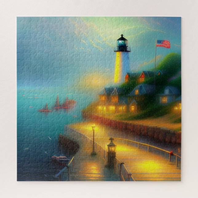 Puzzle Port maritime brumeux et phare  (Vertical)