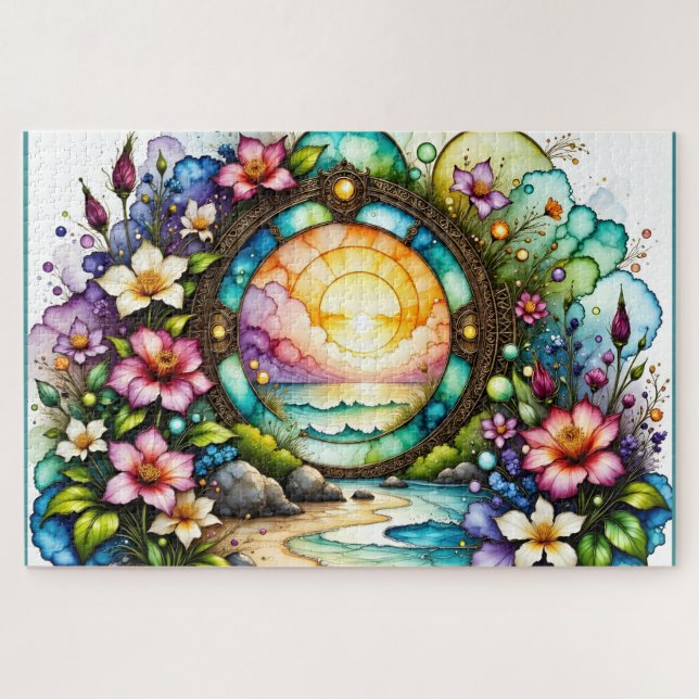 Puzzle Portail océanique Fleur sauvage coloré (Horizontal)