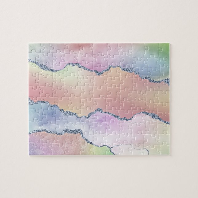 Puzzle Porte de pêche | Pretty Soft Pastel Aquarelle Ombr (Horizontal)