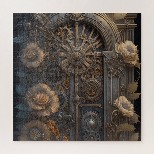 Puzzle Porte en vapeur avec fleurs (Vertical)
