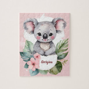 Puzzle Porte Koala rose mignonne fille personnalisée