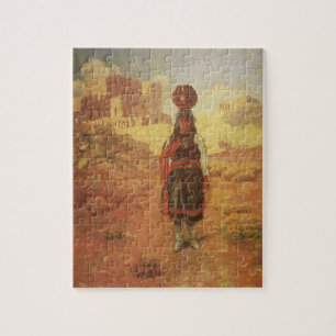 Puzzle Porteur d'eau indien vintage par EW Rollins