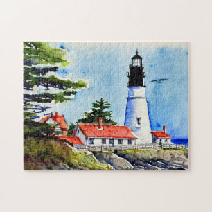 Puzzle Portland Head Light Maine Watercolor