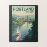 Puzzle Portland Oregon Skyline Travel Art Vintage<br><div class="desc">Conception de déplacement vectoriel rétroviseur Portland. Avec ses vues imprenables sur le Mont Hood,  ses innombrables parcs et ses quartiers uniques,  c’est une destination de choix pour les voyageurs soucieux de l’environnement et les explorateurs urbains.</div>