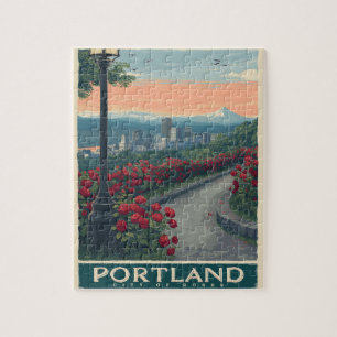 Puzzle Portland Ville de Rose - Jardin Rose et Skyline