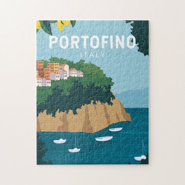 Puzzle Portofino Italie Retro Voyage Art Vintage (Vertical)