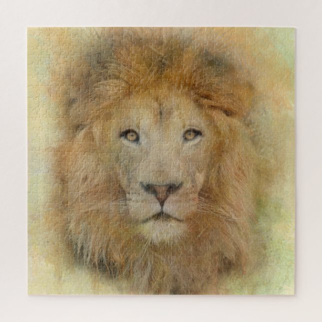 Puzzle Portrait à l'aquarelle d'un lion de la faune afric (Vertical)