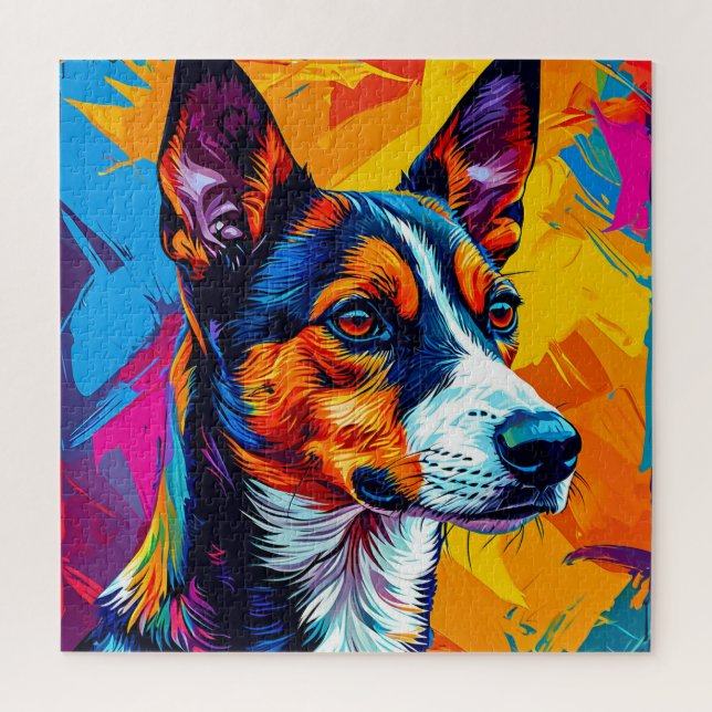 Puzzle Portrait Abstrait de chien Basenji (Vertical)