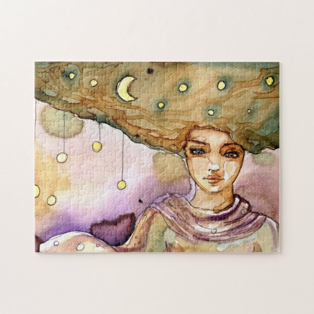 Puzzle Portrait abstrait et jolie femme (Horizontal)