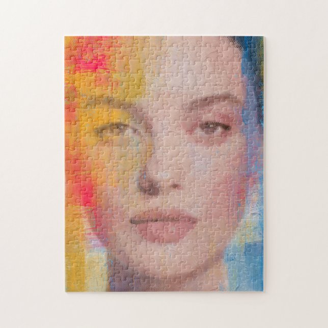 Puzzle Portrait Abstrait Vibrant à l'Impasto (Vertical)