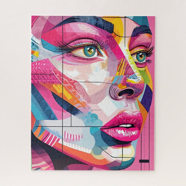Puzzle Portrait Abstrait Vibrant Portrait femme visage ro (Vertical)