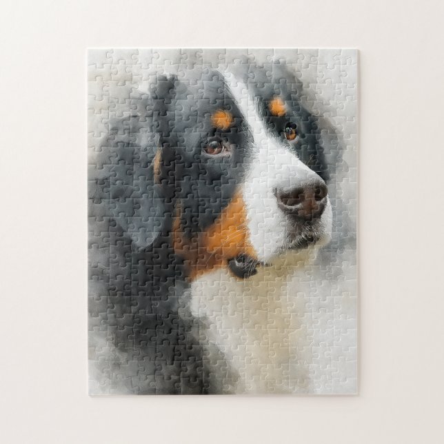 Puzzle Portrait aquarelle berger bernois (Vertical)