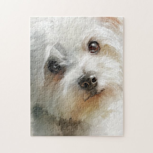 Puzzle Portrait aquarelle de chien maltais (Vertical)