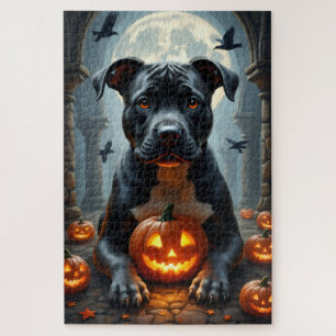 Puzzle Portrait artistique de Pitbull pour Halloween dans