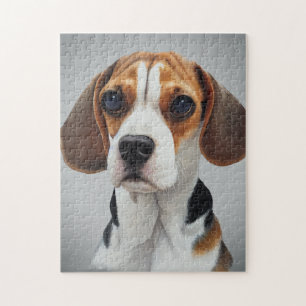 Puzzle Portrait beagle Gouache Art