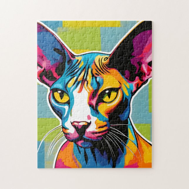 Puzzle Portrait Chat Sphynx Pop Art (Vertical)