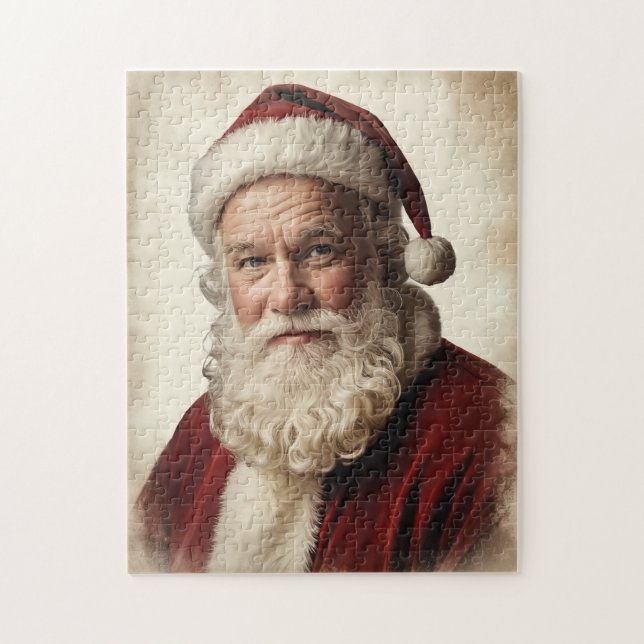 Puzzle Portrait classique du Père Noël avec sourire doux (Vertical)