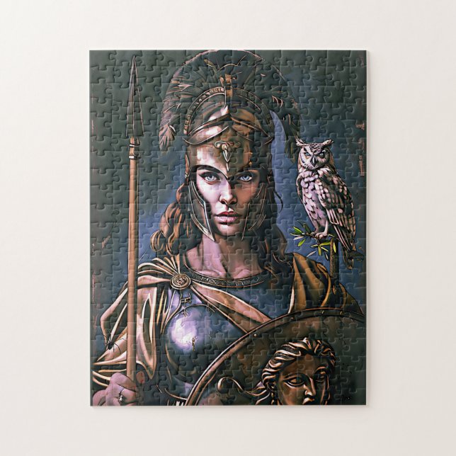 Puzzle Portrait coloré "Athéna’s Fierce Loyalty" (Vertical)