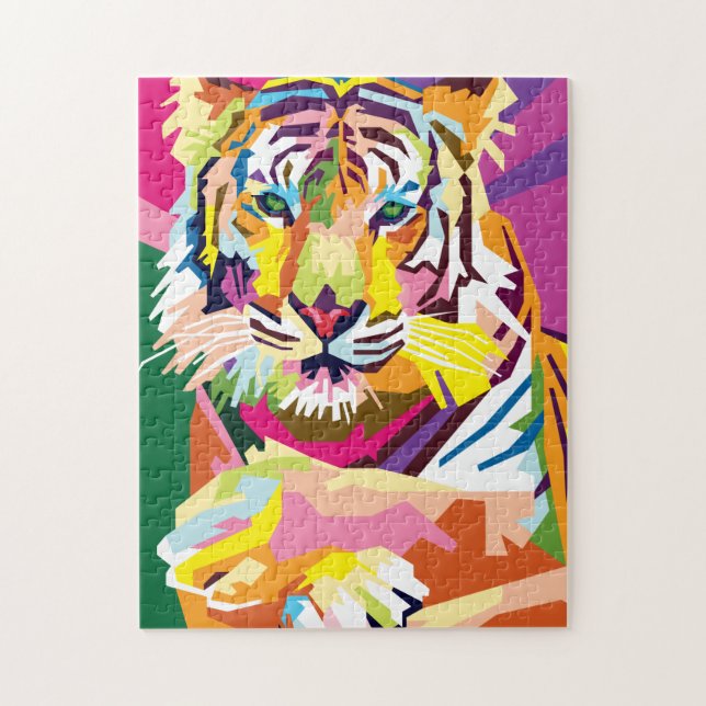 Puzzle Portrait coloré Pop Art Tiger (Vertical)