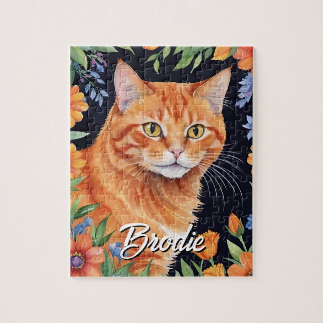 Puzzle Portrait d'animal à l'aquarelle de chat orange heu (Vertical)