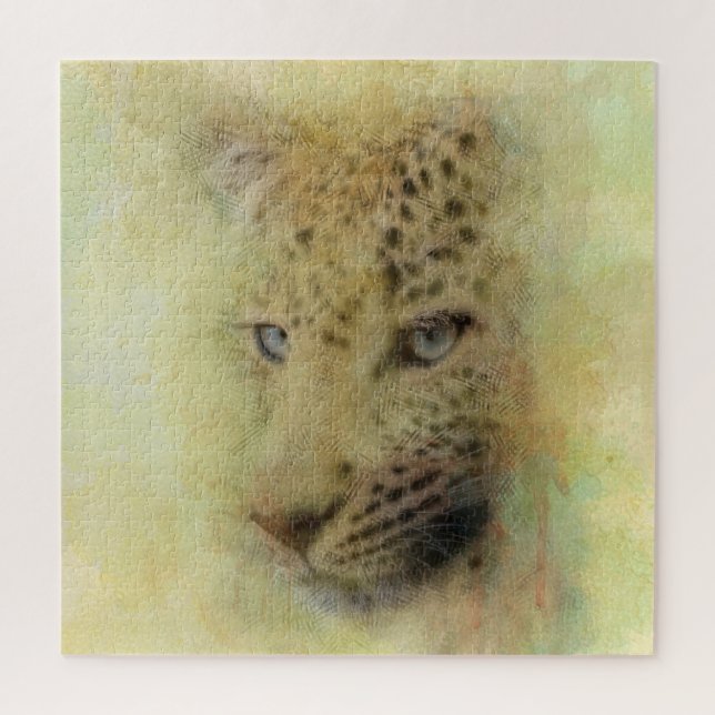 Puzzle  Portrait d'aquarelle de la faune du léopard d'Afr (Vertical)