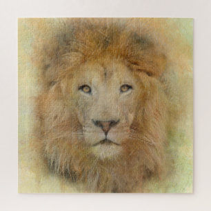Puzzle Portrait d'aquarelle de la faune du lion d'Afrique