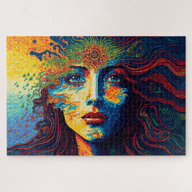 Puzzle Portrait d'art psychédélique d'une femme (Horizontal)