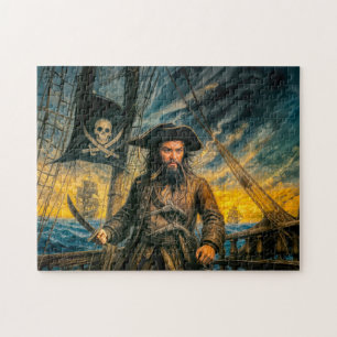Puzzle Portrait de Barbe Noire tempête de pirate