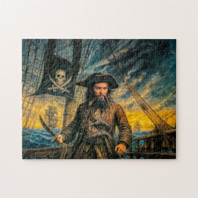 Puzzle Portrait de Barbe Noire tempête de pirate (Horizontal)
