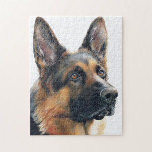 Puzzle Portrait de berger allemand aquarelle