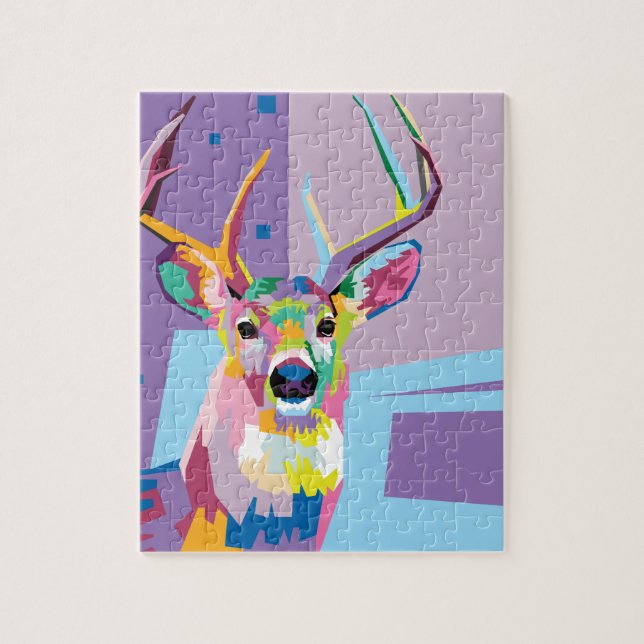 Puzzle Portrait de cerfs Pop Art coloré (Vertical)