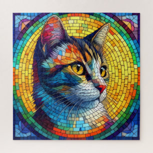Puzzle Portrait de chat en mosaïque de verre Extraordinai