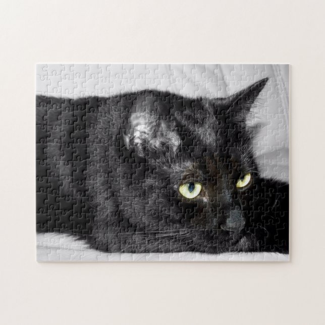 Puzzle Portrait de chat noir mignon (Horizontal)