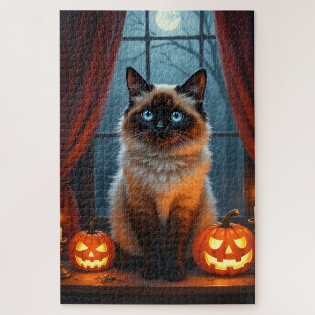 Puzzle Portrait de chat Ragdoll gothique Halloween Art (Vertical)