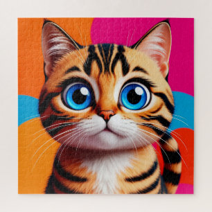 Puzzle Portrait de chaton tabby mignon avec de grands yeu
