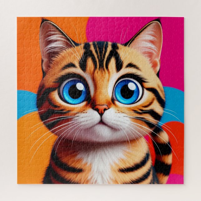 Puzzle Portrait de chaton tabby mignon avec de grands yeu (Vertical)