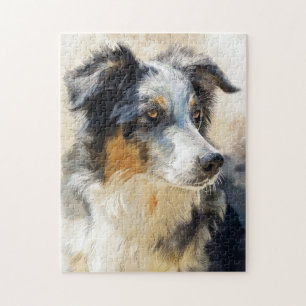 Puzzle portrait de chien berger australien