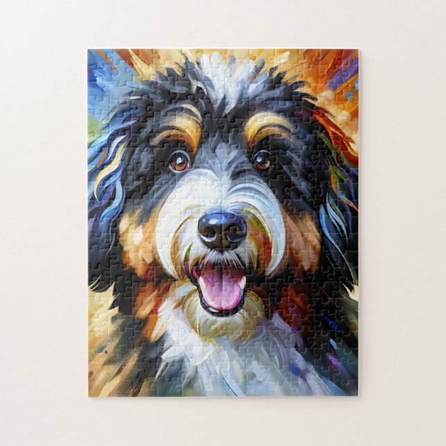 Puzzle Portrait de chien Bernedoodle Impression d'art en  (Vertical)