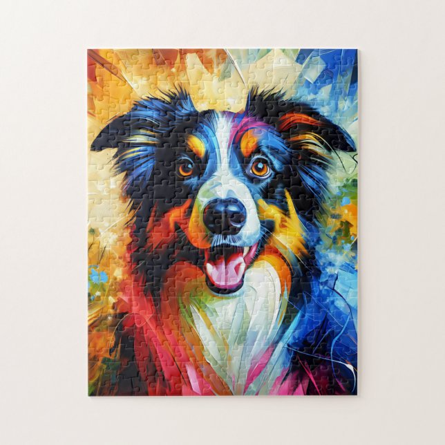 Puzzle Portrait de chien Border Collie Impression d'art e (Vertical)