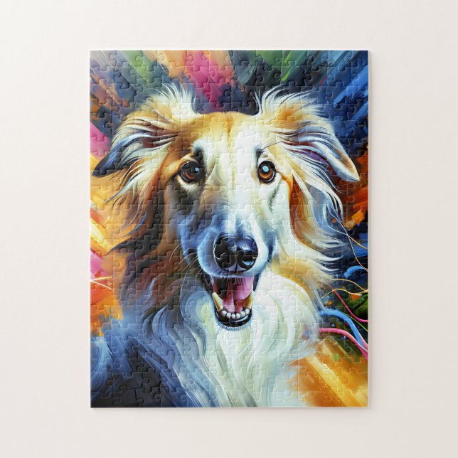 Puzzle Portrait de chien Borzoï Impression d'art en acryl (Vertical)