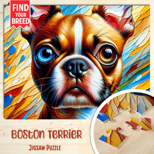 Puzzle Portrait de chien Boston Terrier Impression d'art