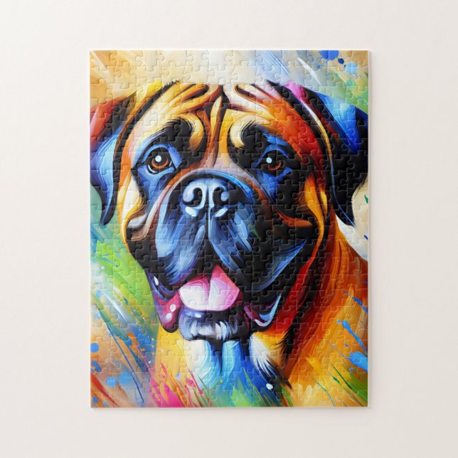 Puzzle Portrait de chien Bullmastiff Impression d'art acr (Vertical)