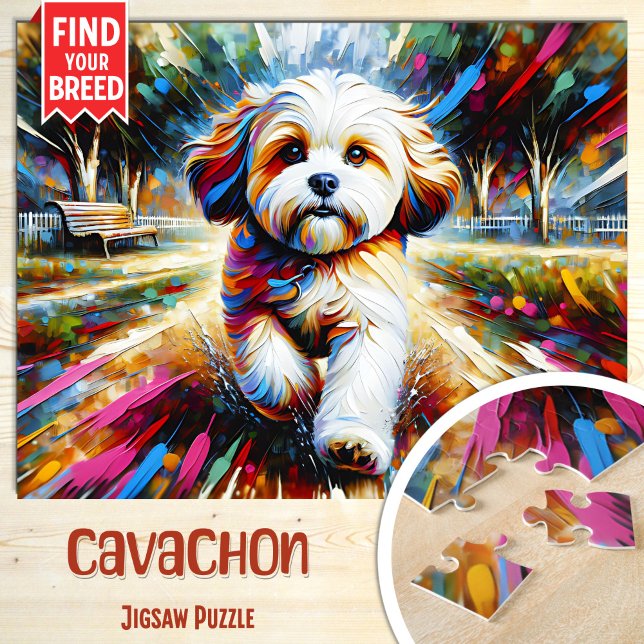 Puzzle Portrait de chien Cavachon Impression d'art acryli (Créateur téléchargé)