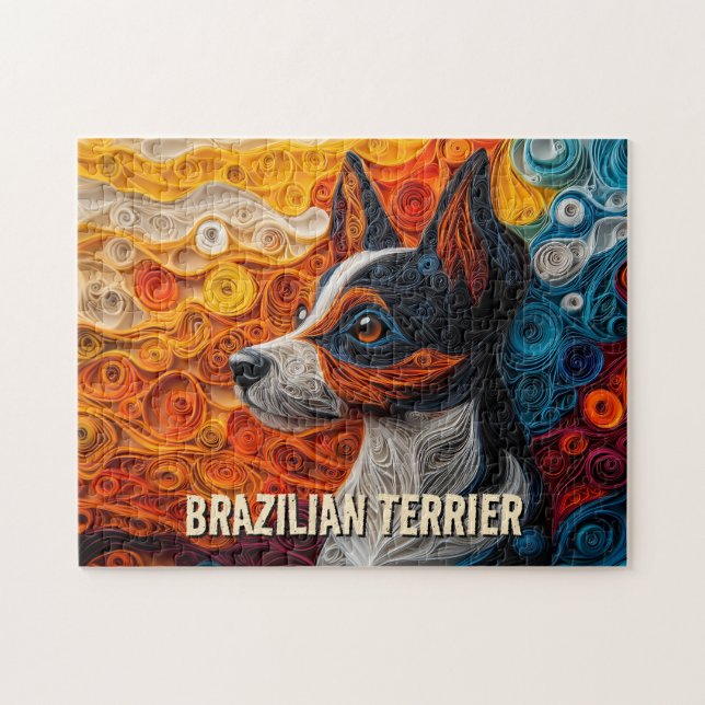 Puzzle Portrait de chien d'art de Queue de papier Terrier (Horizontal)