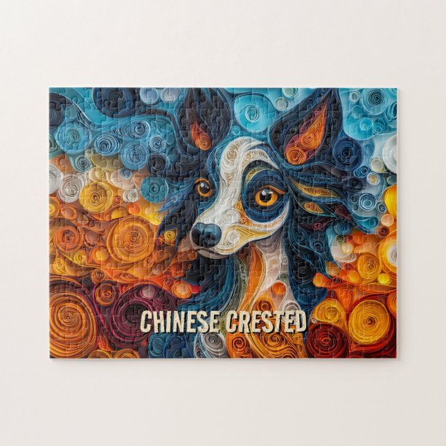 Puzzle Portrait de Chien d'Art Décoré Chinois (Horizontal)