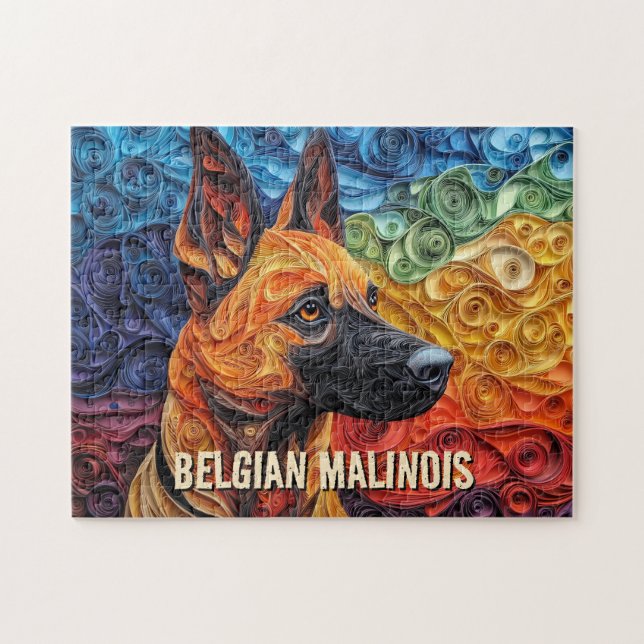 Puzzle Portrait de chien d'art Quilling de papier Collie  (Horizontal)